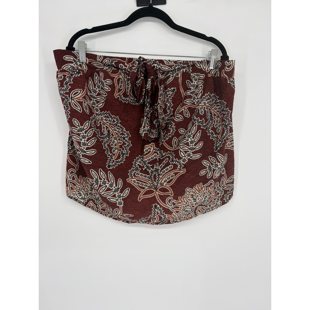 NWT Time and Tru Halter Tie Neck Paisley Top Rust Red Navy Size Large